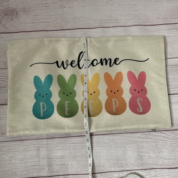 Easter Bunny Peeps Pillowcase Set of 2 Pillow Covers Rabbit Peeps Welcome 20x12 - Picture 11 of 14